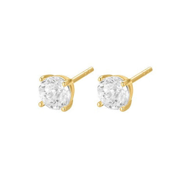 Sterling Silver 6mm Four Claw Round CZ Solitaire Earrings