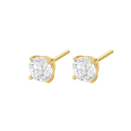 Sterling Silver 6mm Four Claw Round CZ Solitaire Earrings