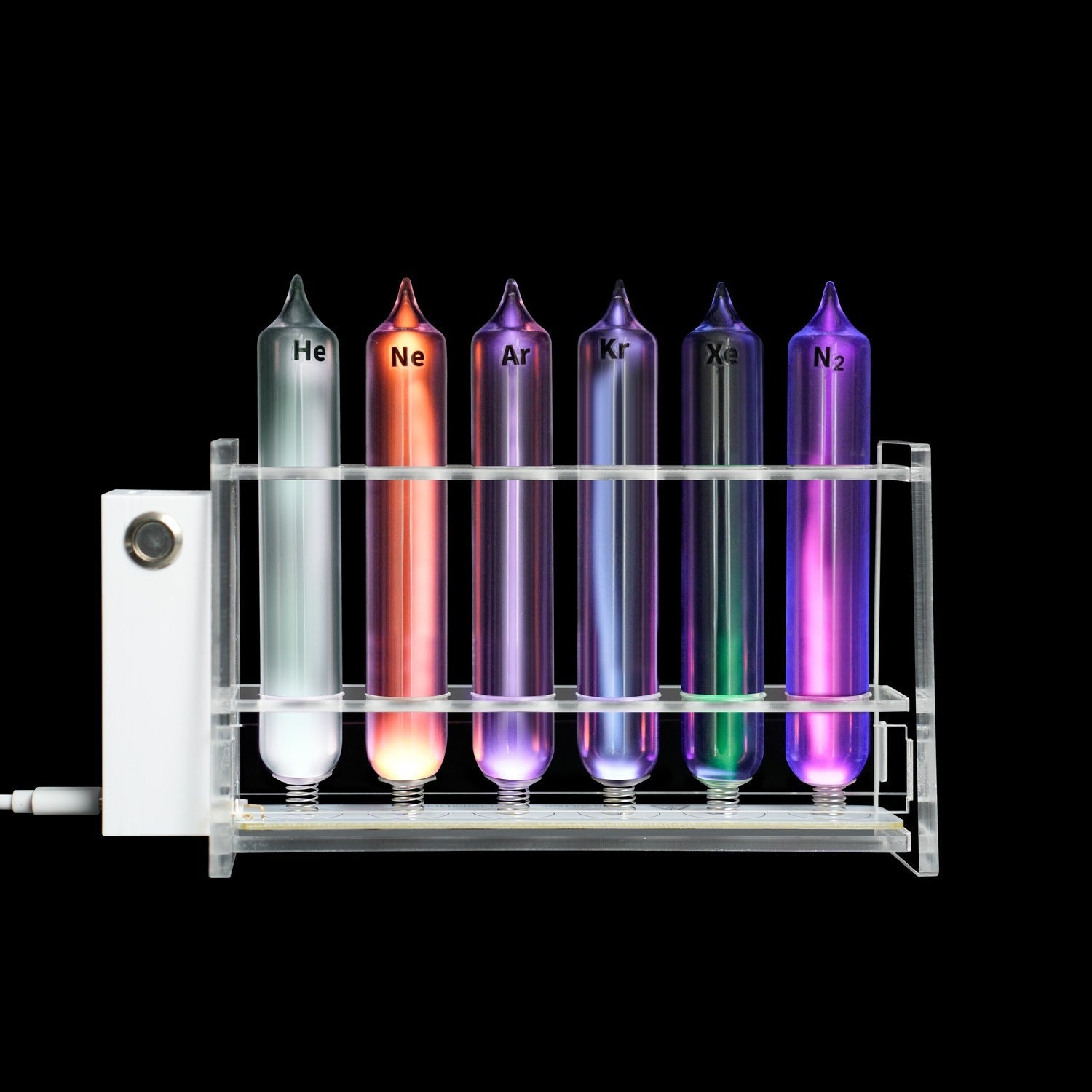 Gas Glow Tube Set - Gas Element Glass Tubes Collection with Display Base