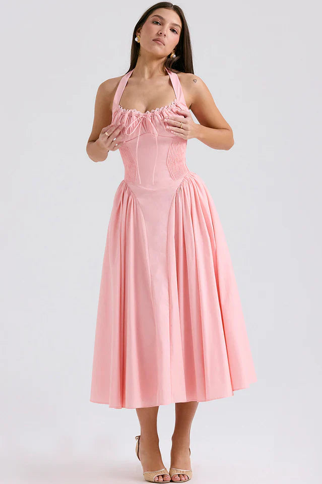 Adabella Cotton Halter Midi Sundress