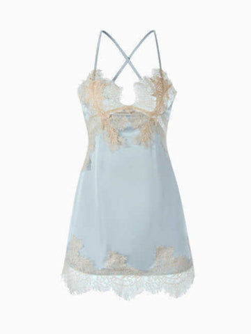 Deep V Lace Satin Pajamas