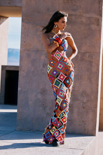 Eve Crochet Maxi Dress - Multi Color