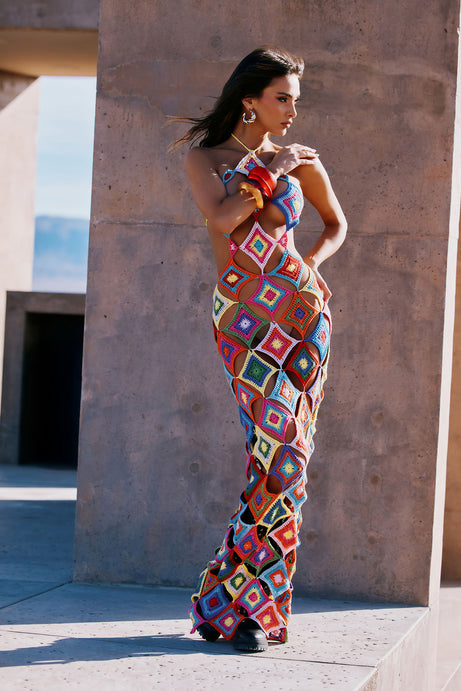Eve Crochet Maxi Dress - Multi Color