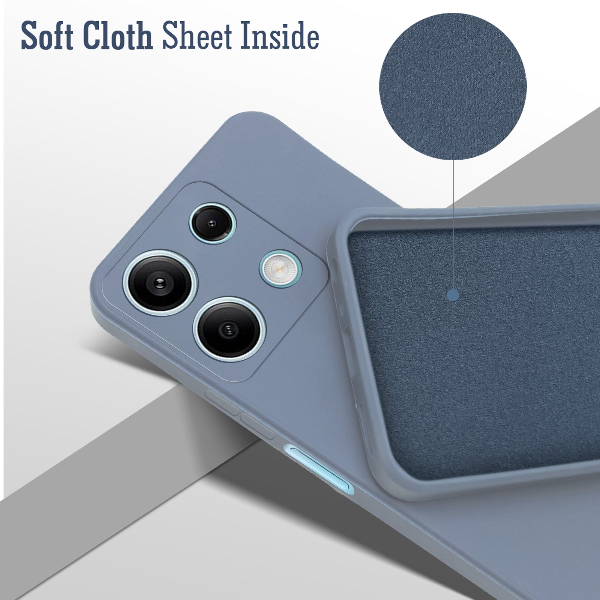 For Xiaomi Redmi Note 13 Back Cover Case(Matte Finish Silicone with Inside Fiber Cloth)