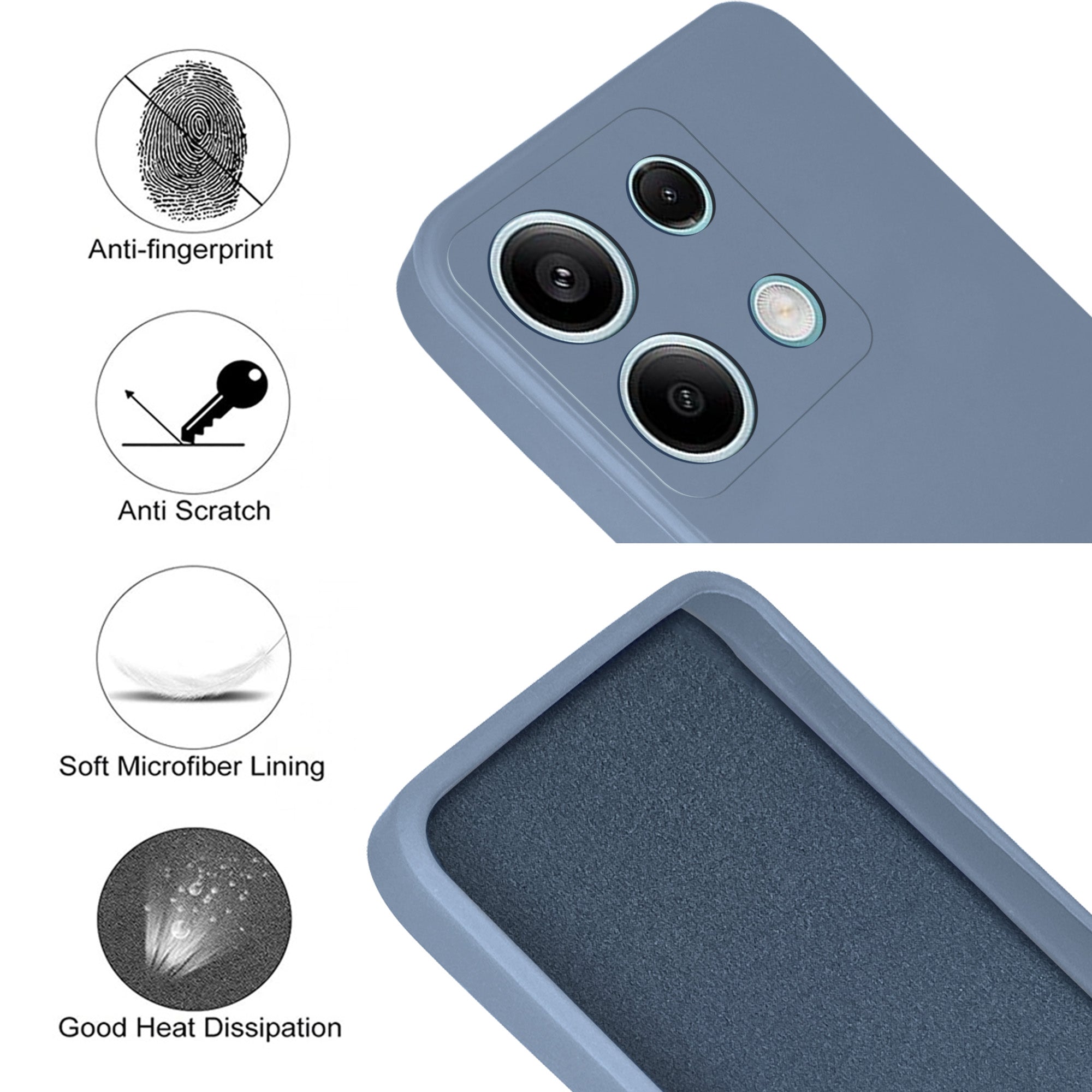For Xiaomi Redmi Note 13 Back Cover Case(Matte Finish Silicone with Inside Fiber Cloth)
