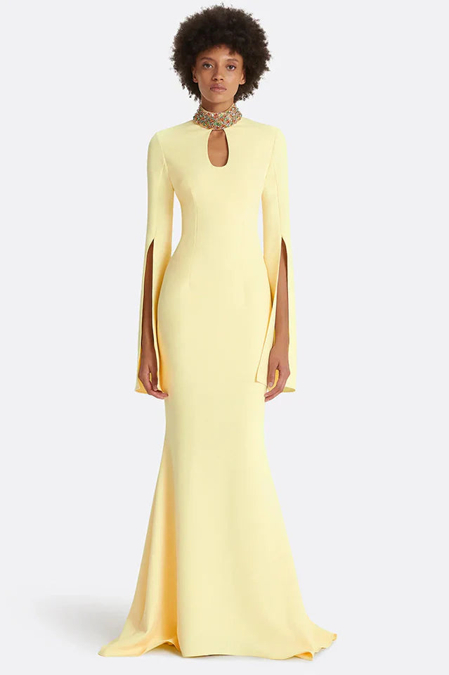Laksha Cape Sleeve Cutout Maxi Dress