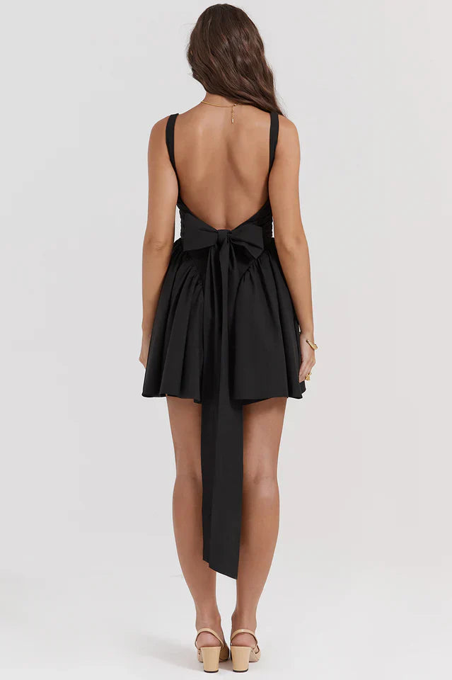 Florianne Black Bow Mini Dress