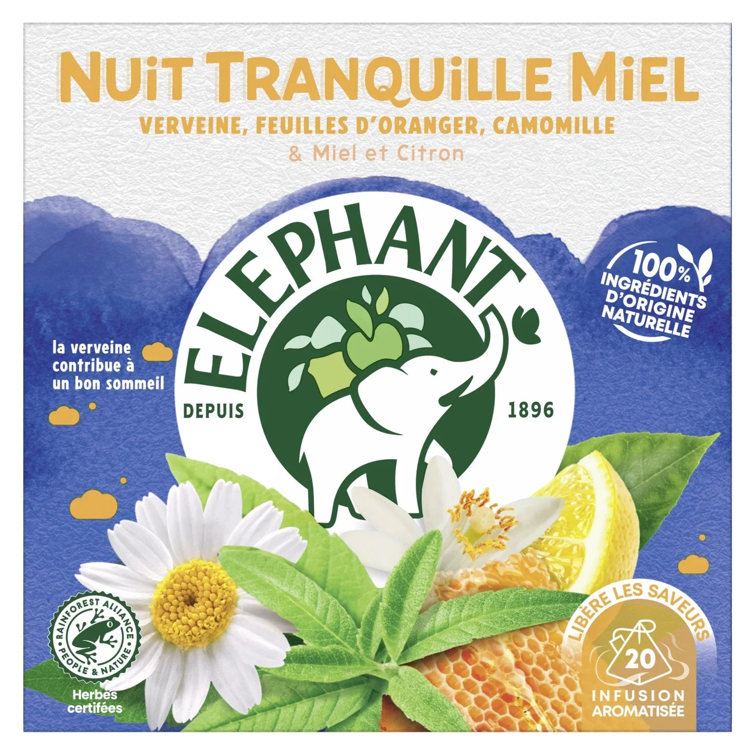 ELEPHANT- Nuit tranquille miel 20 sachets