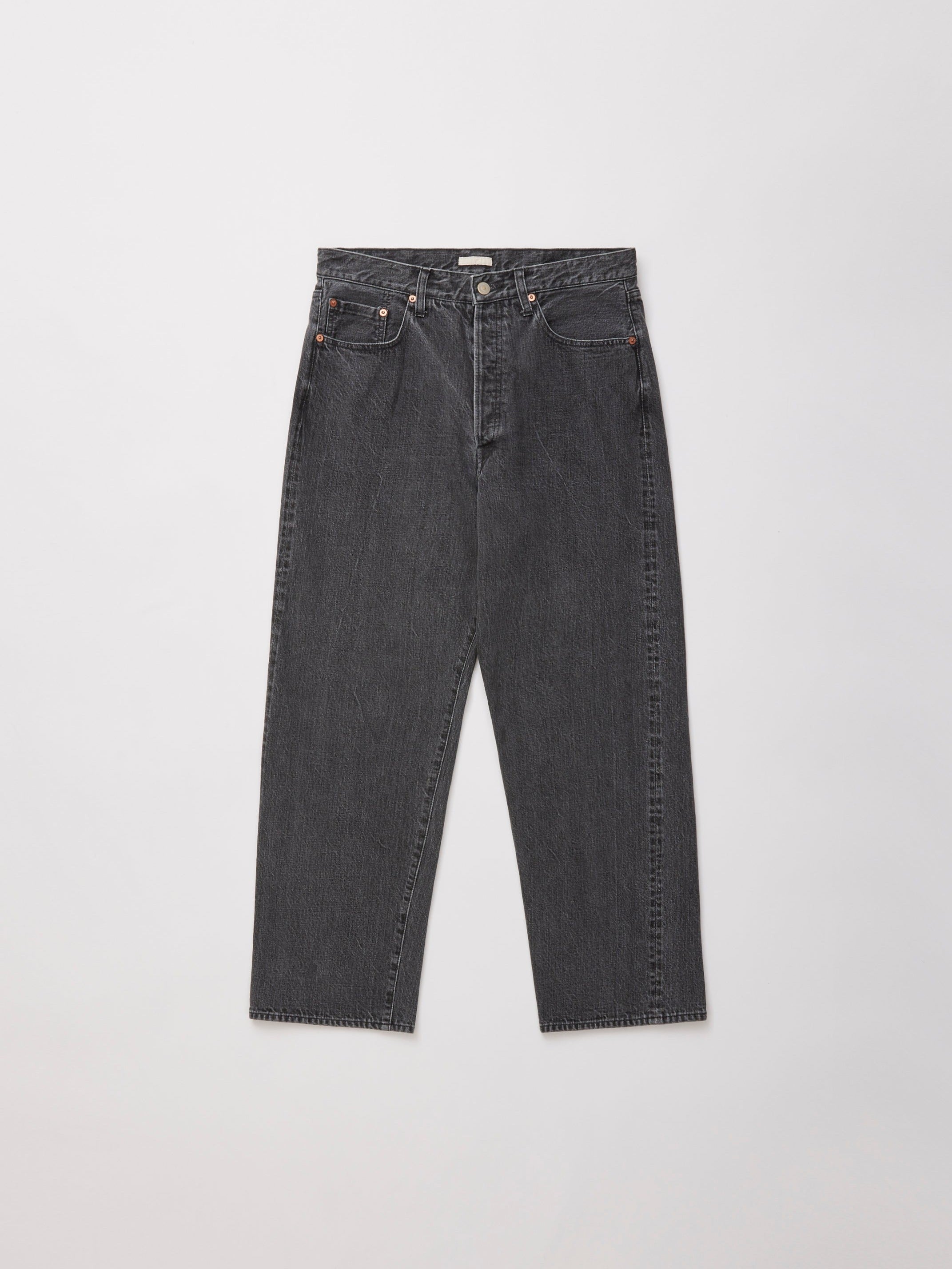 ULTERIOR WASHED SELVEDGE BLACK DENIM 5P PANTS USED GREY