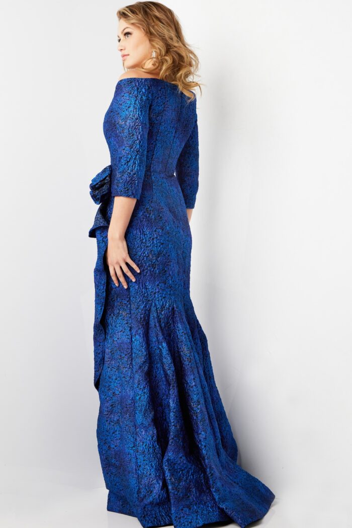 Mother of the Bride Dresses Mother of the Bride Off Shoulder Side Ruffle Dress Cobalt