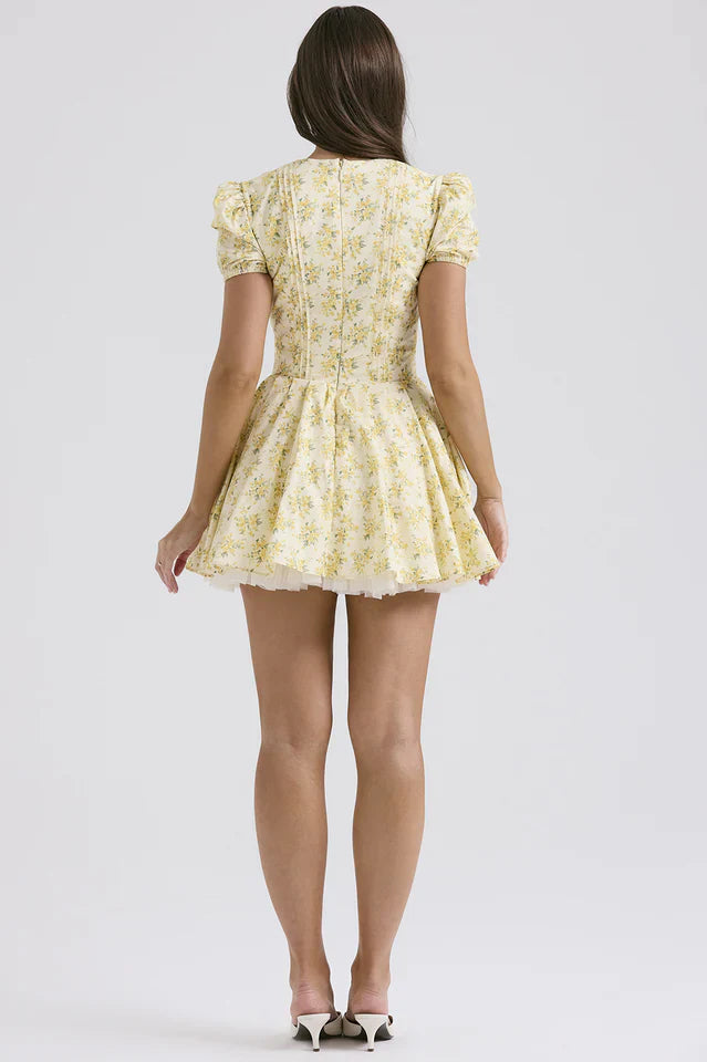 Faith Vintage Floral Pleated Mini Dress