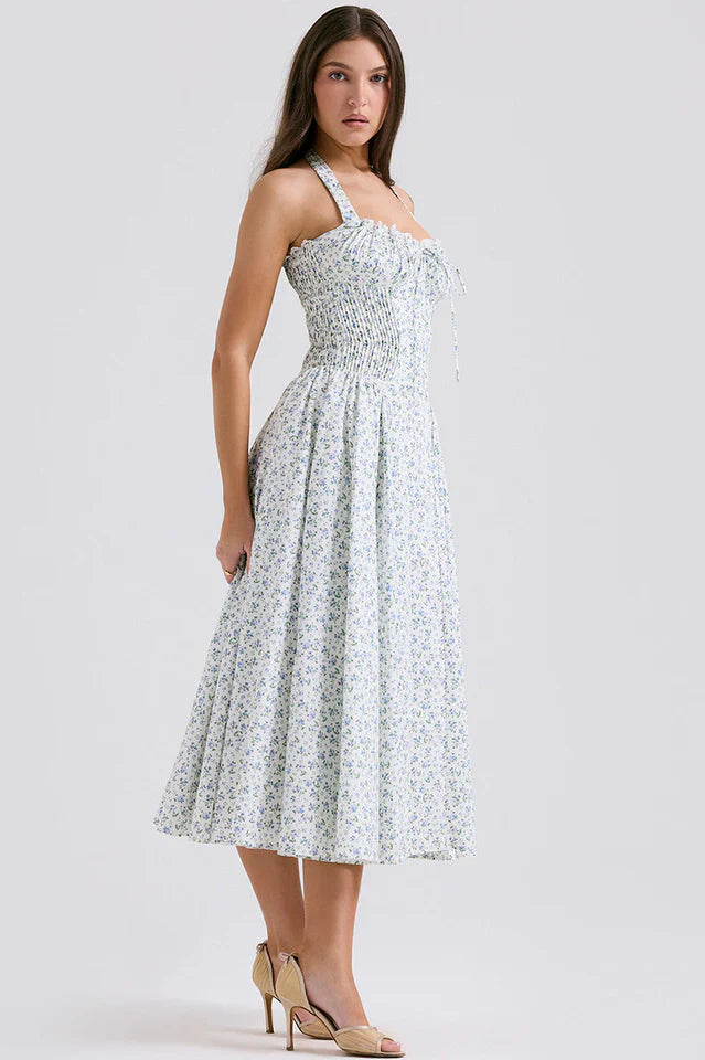 Adabella Cotton Halter Midi Sundress