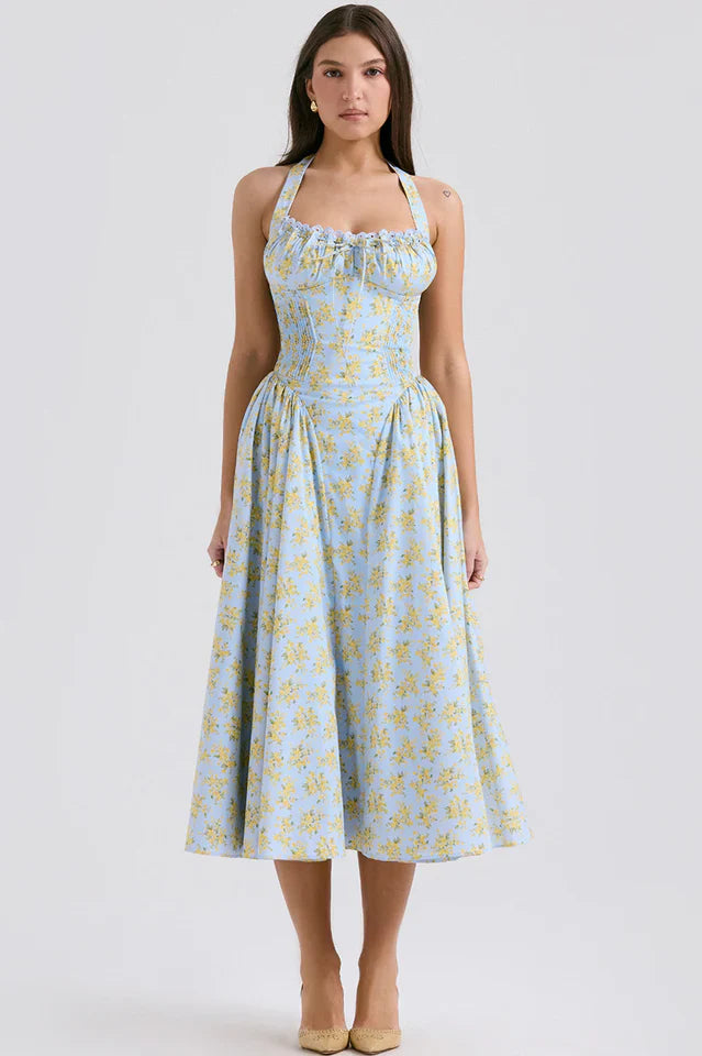 Adabella Cotton Halter Midi Sundress