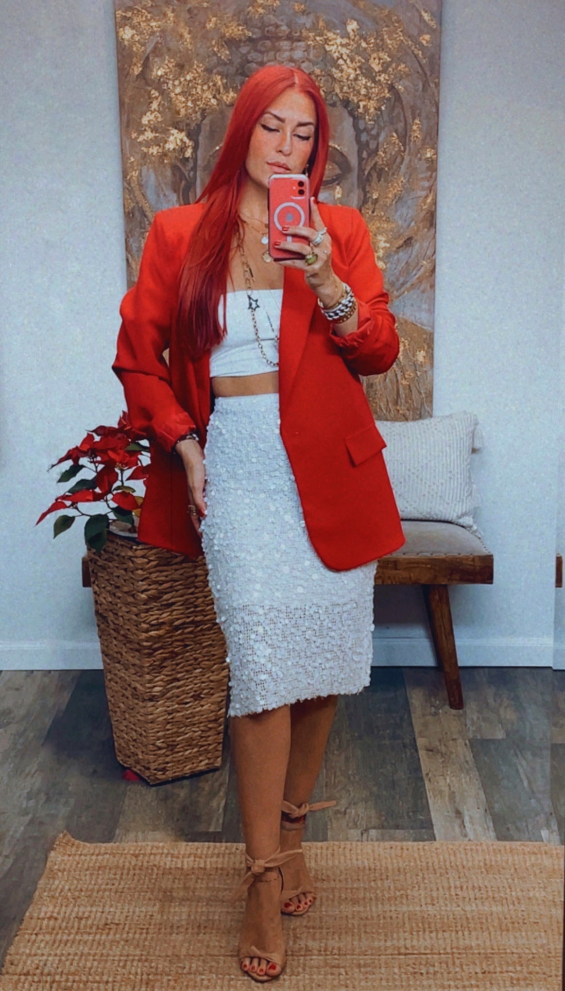 WHITE CHRISTMAS PENCIL SKIRT