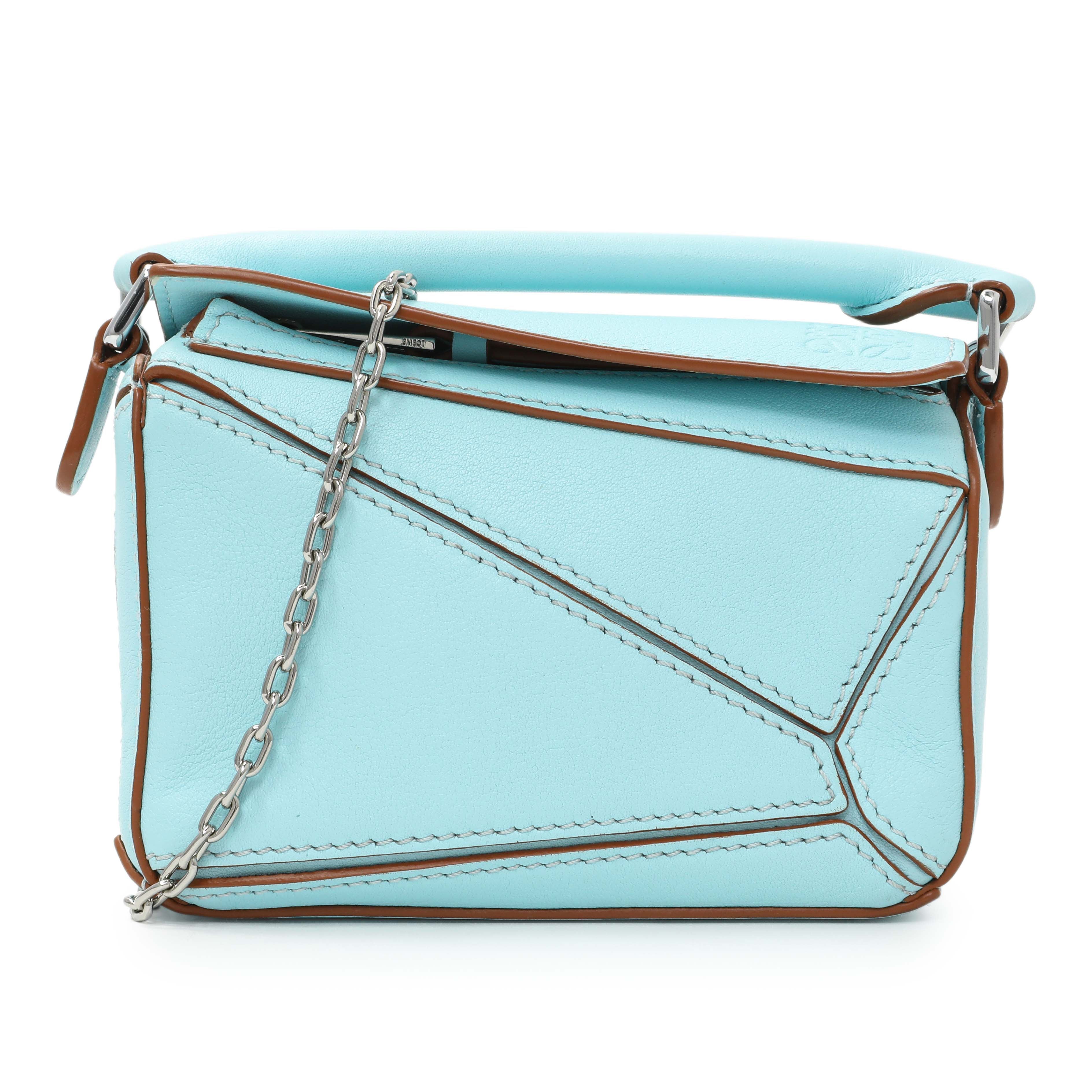 Loewe Blue Calfskin Nano Puzzle Bag Handbags Loewe
