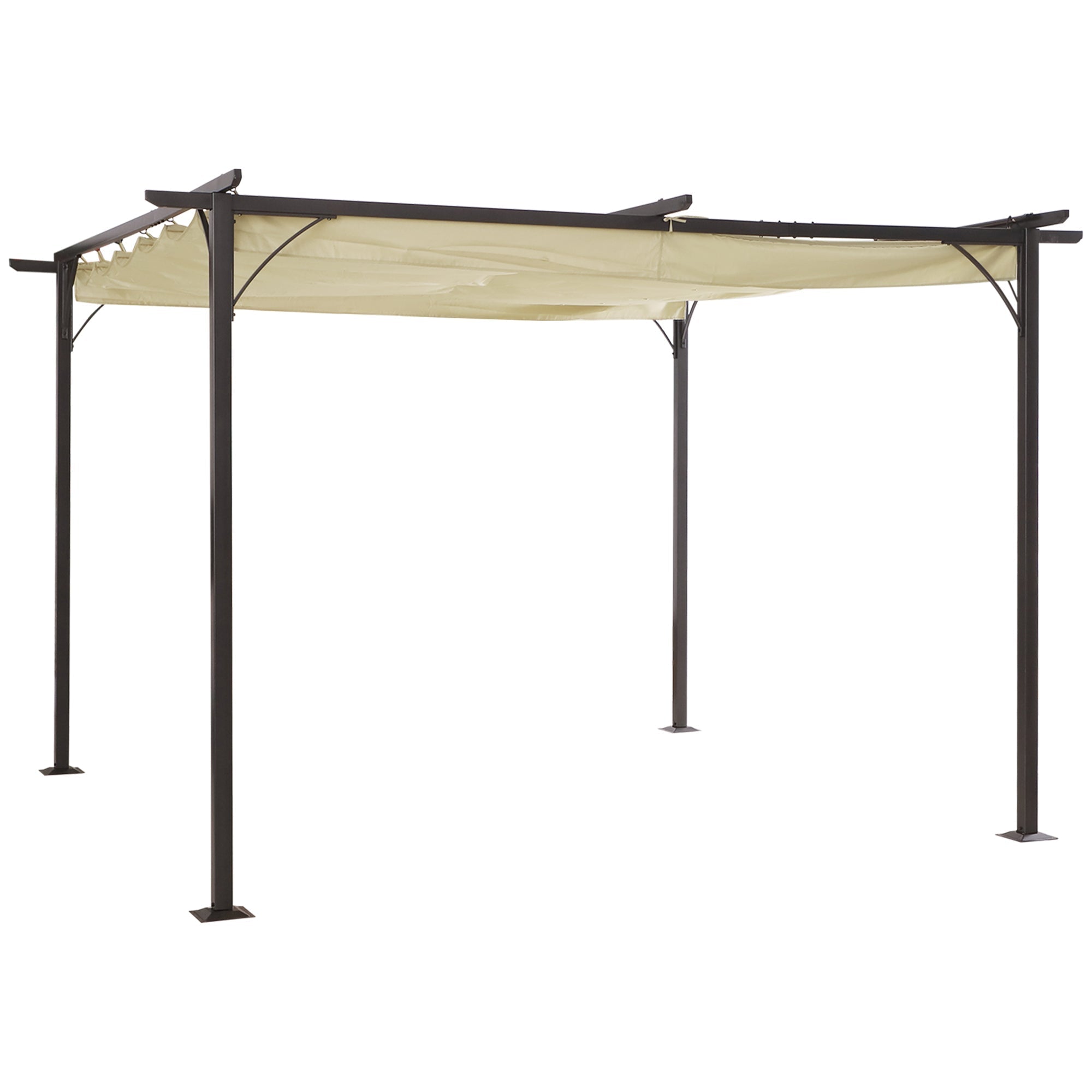 Pergola da Giardino Retraibile 3,5x3,5x2,3 m Nera e Beige