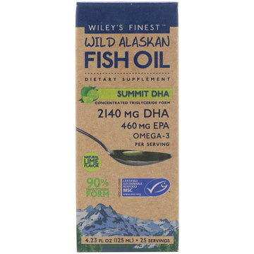 Wiley's Finest, Wild Alaskan Fish Oil, Summit DHA, Natural Lime Flavor, 4.23 fl oz (125 ml)