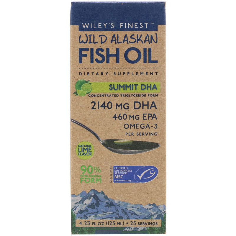 Wiley's Finest, Wild Alaskan Fish Oil, Summit DHA, Natural Lime Flavor, 4.23 fl oz (125 ml)