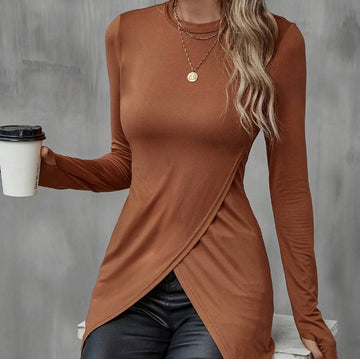 Artistic Retro Asymmetrical Design Top Pullover