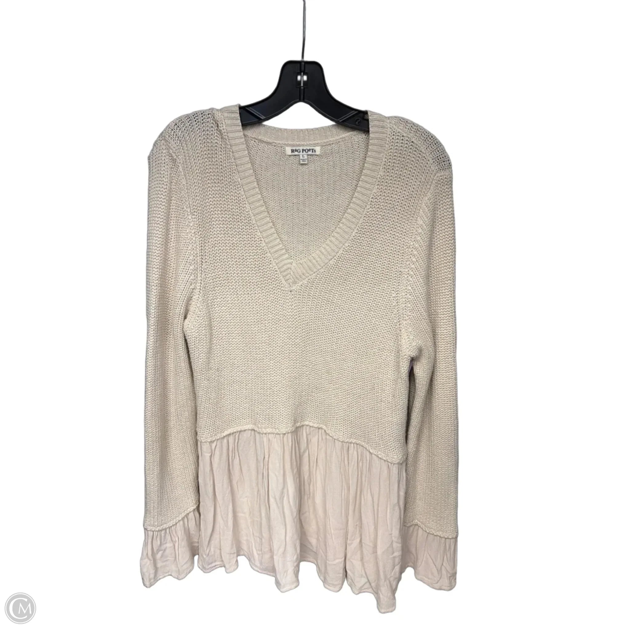 Sweater By Clothes Mentor In Cream, Size: L