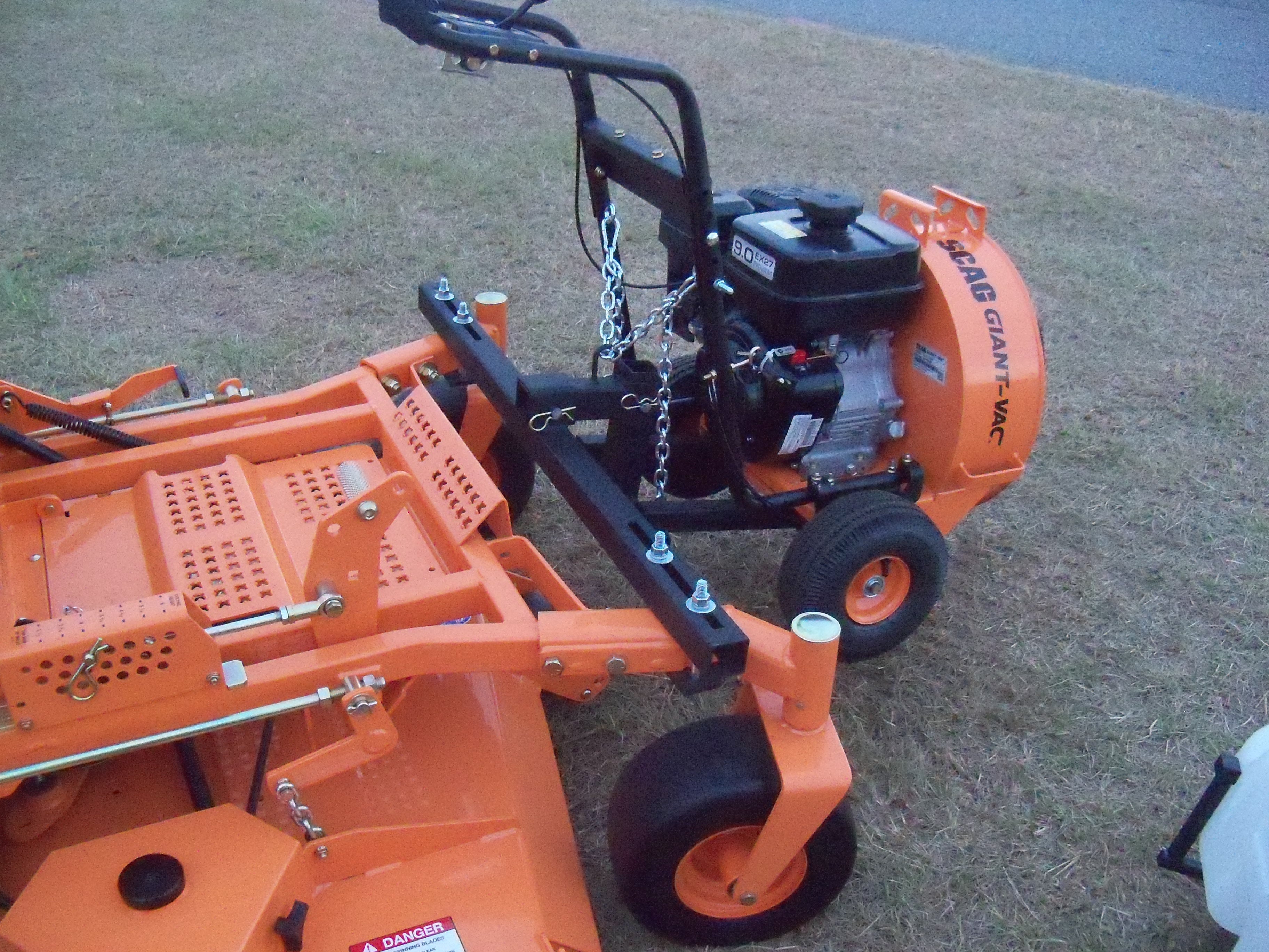 Front Mount Walk Behind Blower Attachment and Hitch