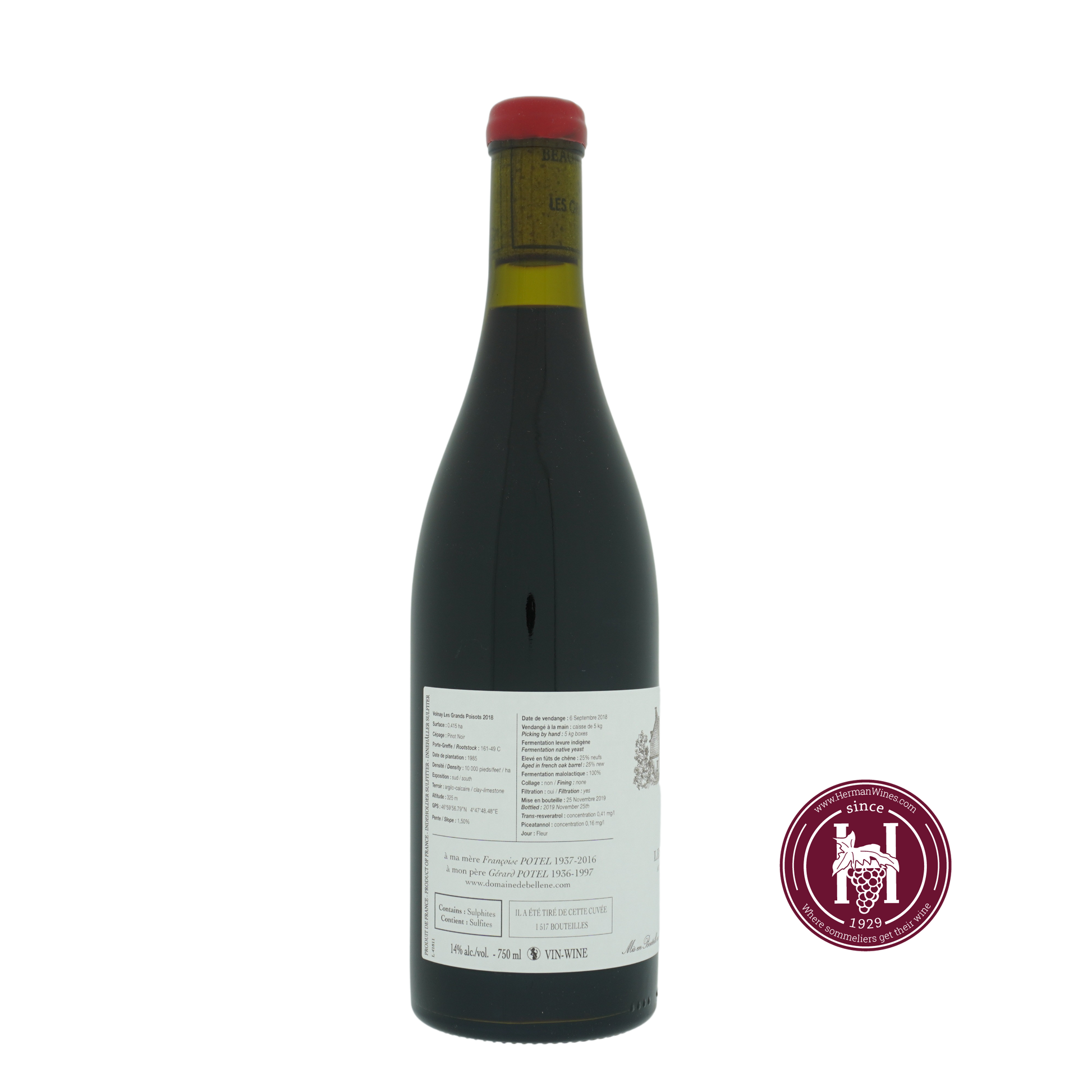 Volnay les Grands Poisots - De Bellene - 2018 - 0.750 - Bourgogne - Frankrijk - HermanWines