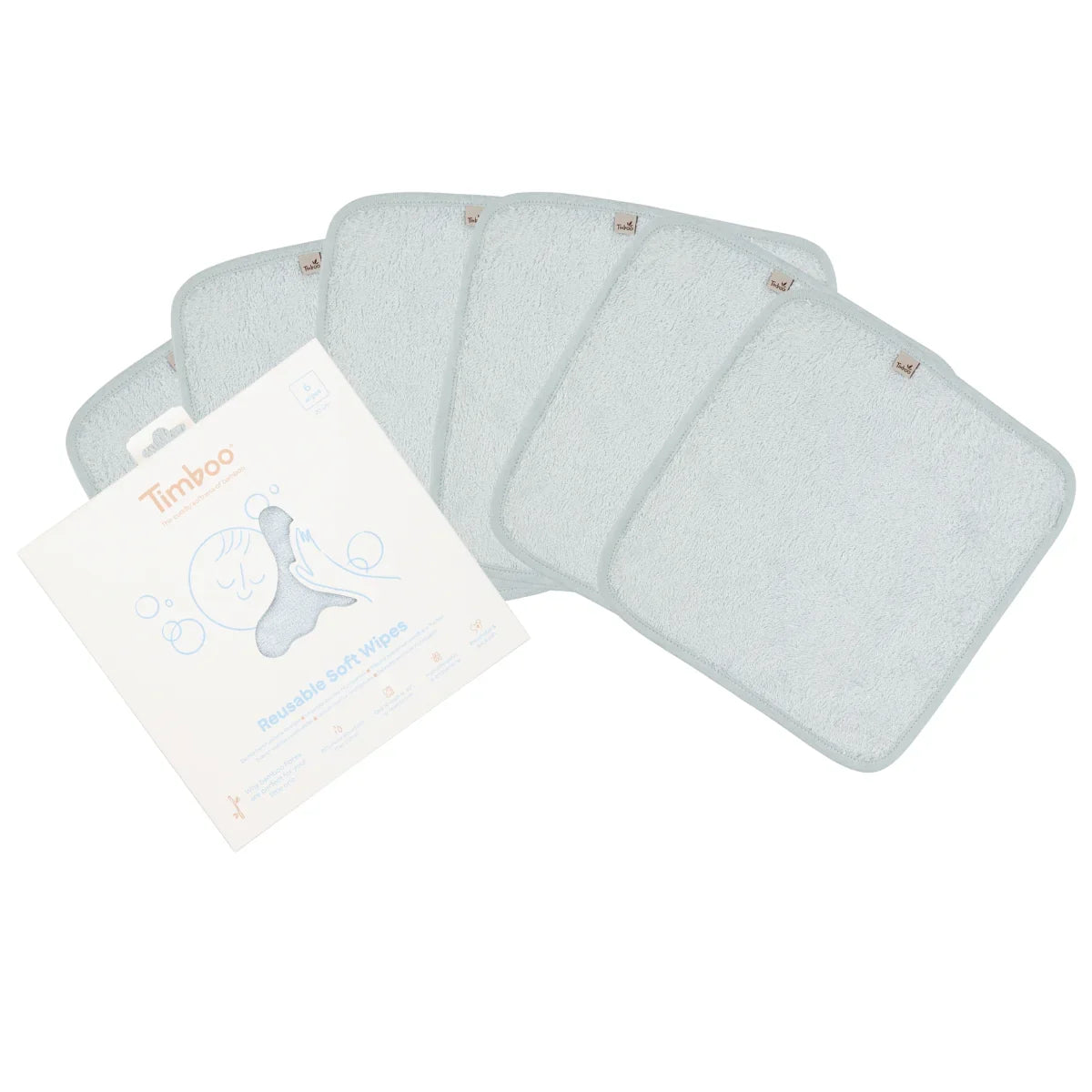 Timboo Herbruikbare doekjes (6 doekjes) - Riviera Blue