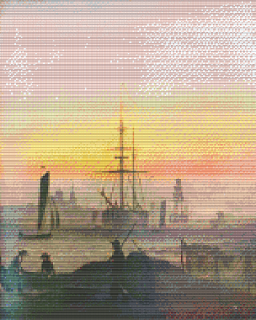 Pixelhobby Klassik Set - Caspar David Friedrich - Schiffe im Hafen