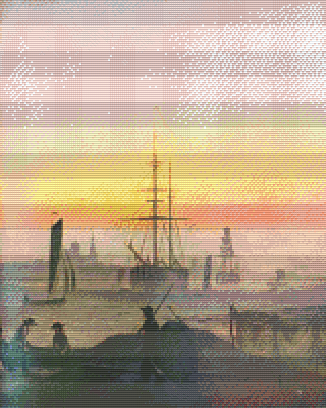 Pixelhobby Klassik Set - Caspar David Friedrich - Schiffe im Hafen