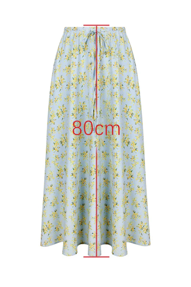 Vintage Floral Print Top + Skirt Set