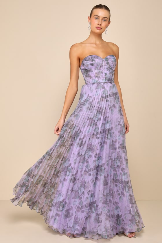 Purple Multi Maxi Dress - Floral Print Dress - Organza Maxi Dress