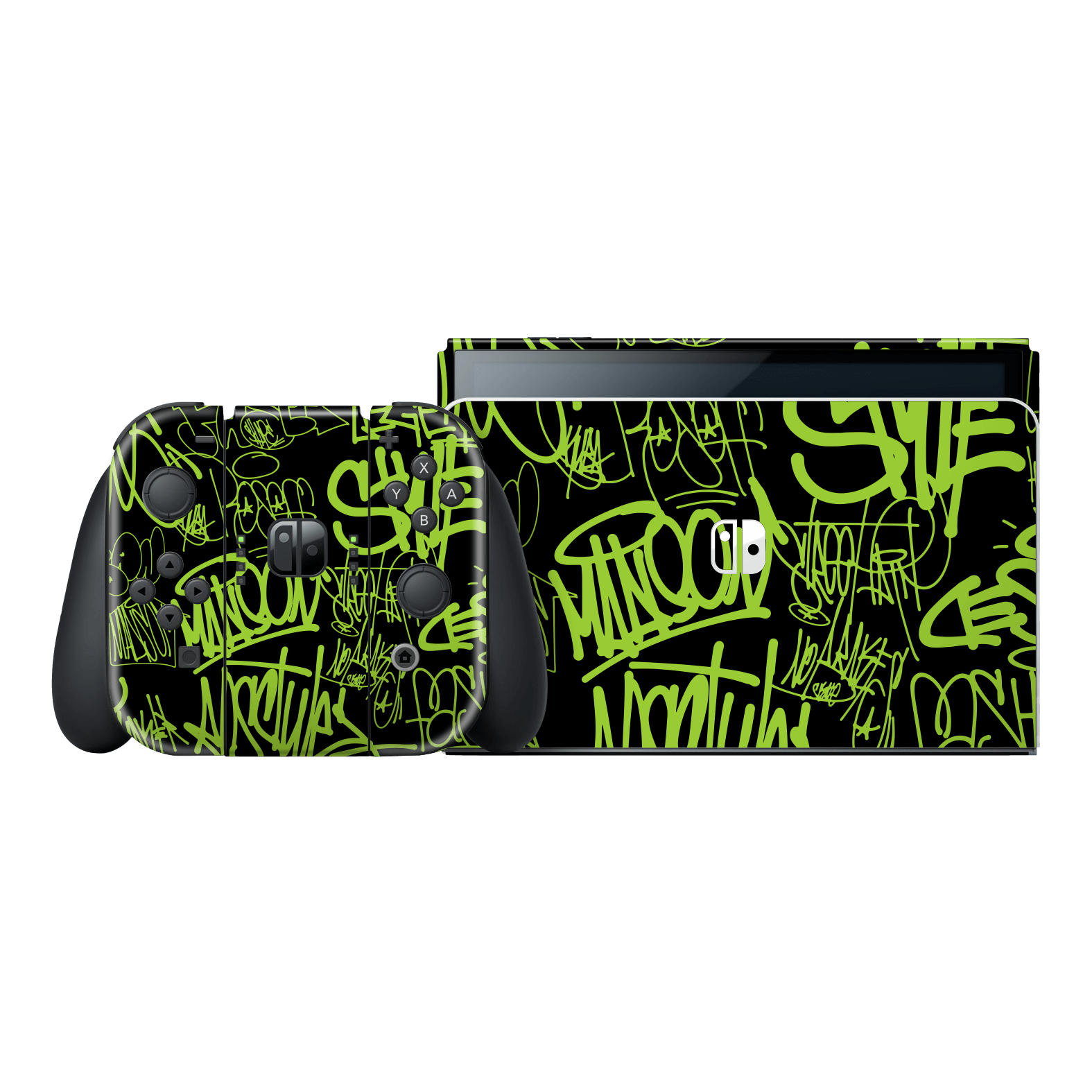 Nintendo Switch OLED Print Printed Custom Signature Urban Underground Wall in Green Skin Wrap Sticker Decal Cover Protector by EasySkinz | EasySkinz.com