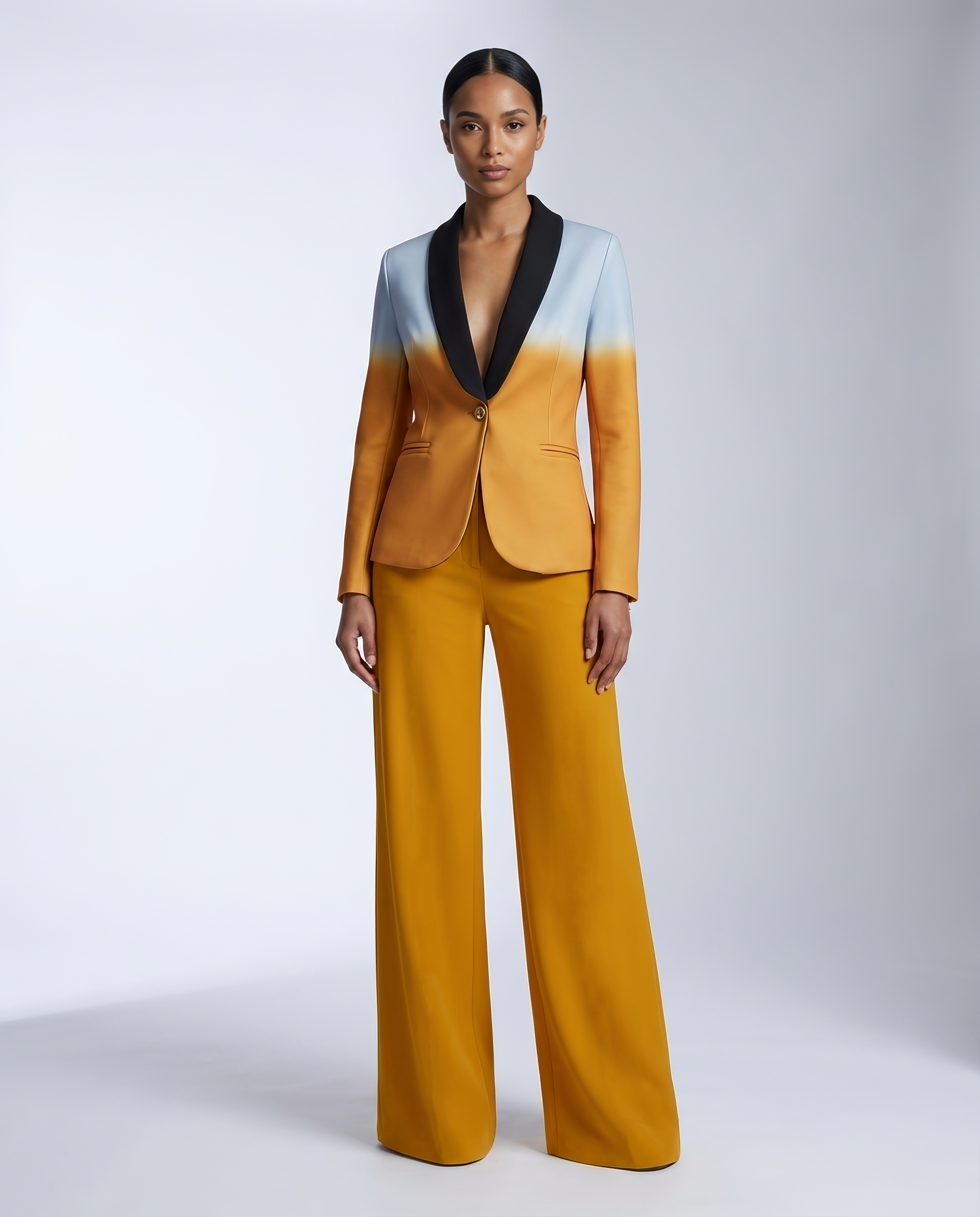 Wide-Leg Dress Pants — Mustard Gold/Yellow