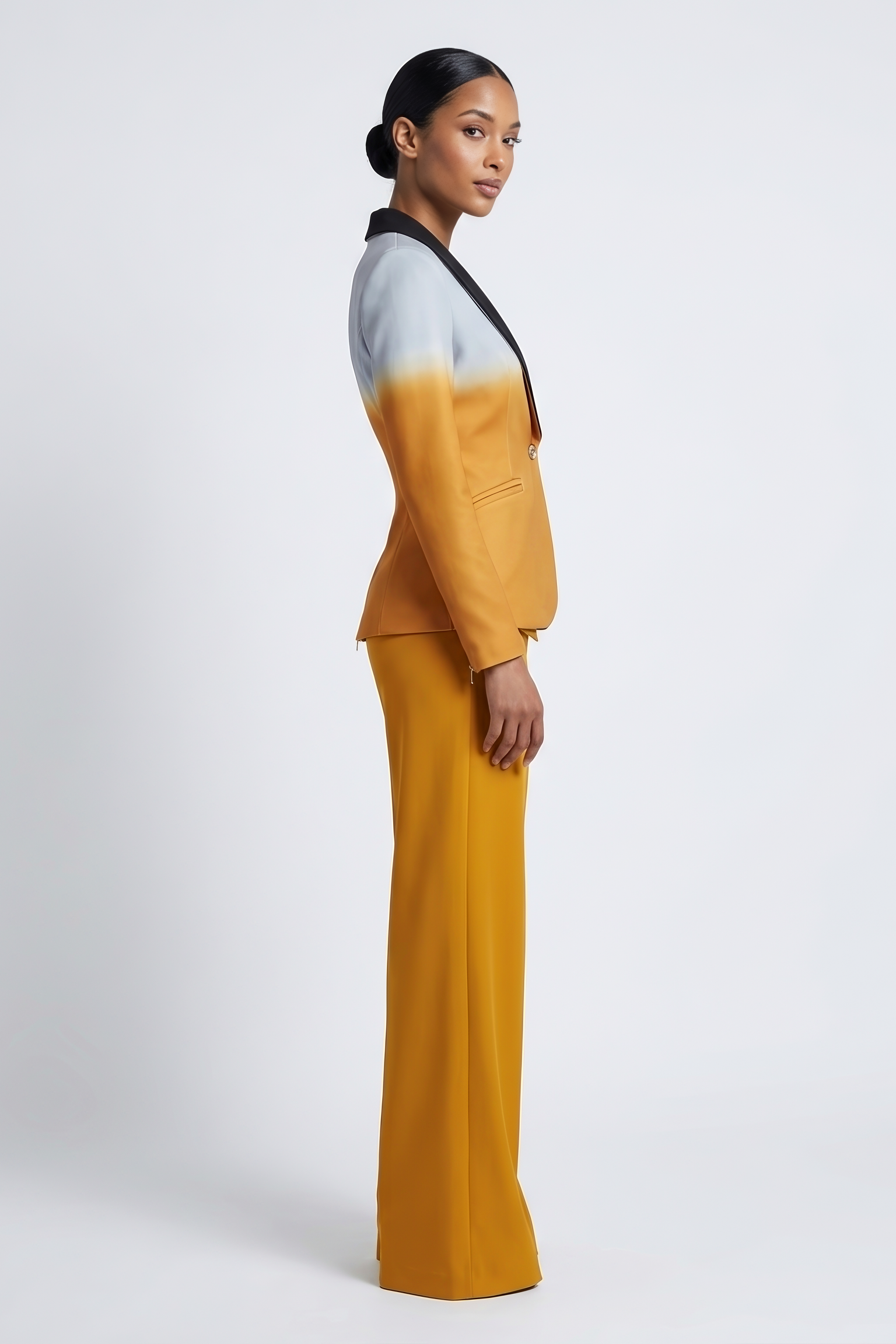 Wide-Leg Dress Pants — Mustard Gold/Yellow