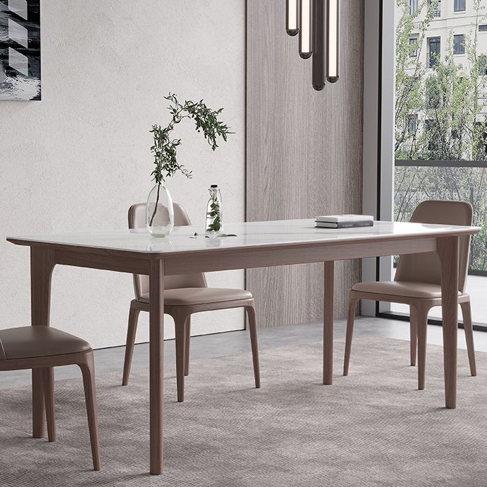 Rectangle 4 Legs Mid-Century Table White Color Fixed Table of Sintered Stone
