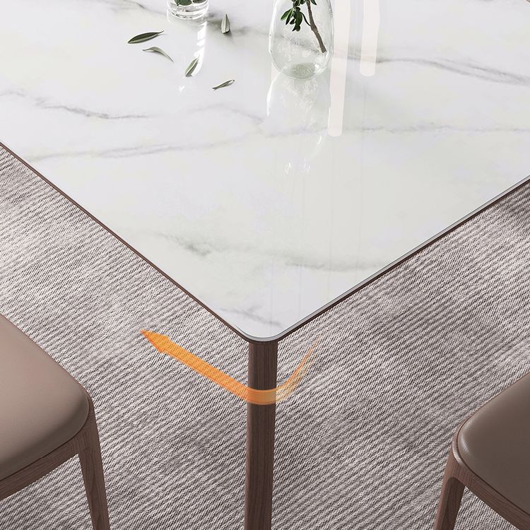 Rectangle 4 Legs Mid-Century Table White Color Fixed Table of Sintered Stone
