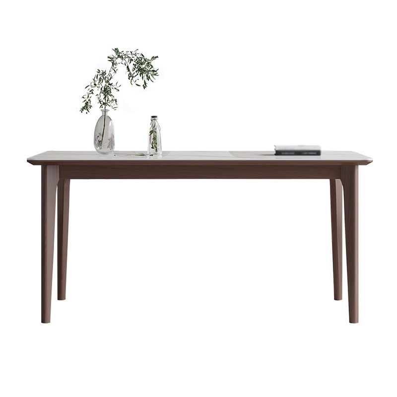 Rectangle 4 Legs Mid-Century Table White Color Fixed Table of Sintered Stone