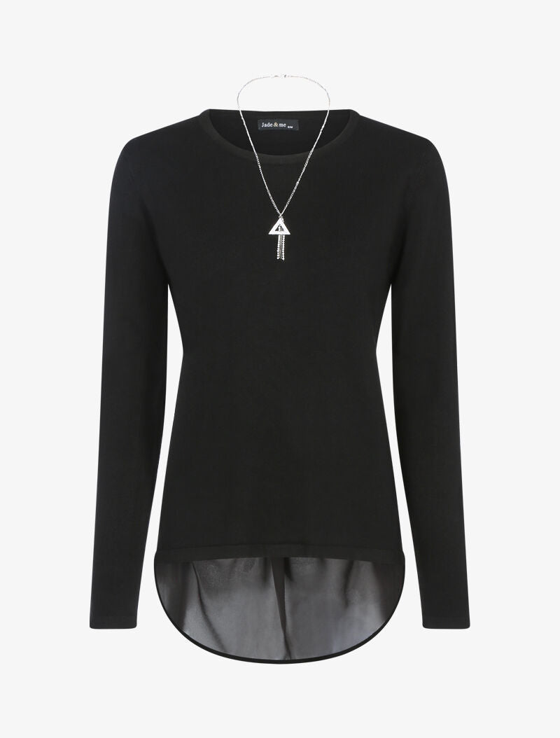 Pull à empiècement asymétrique en voile - noir - 1