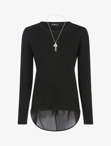 Pull à empiècement asymétrique en voile - noir - 1