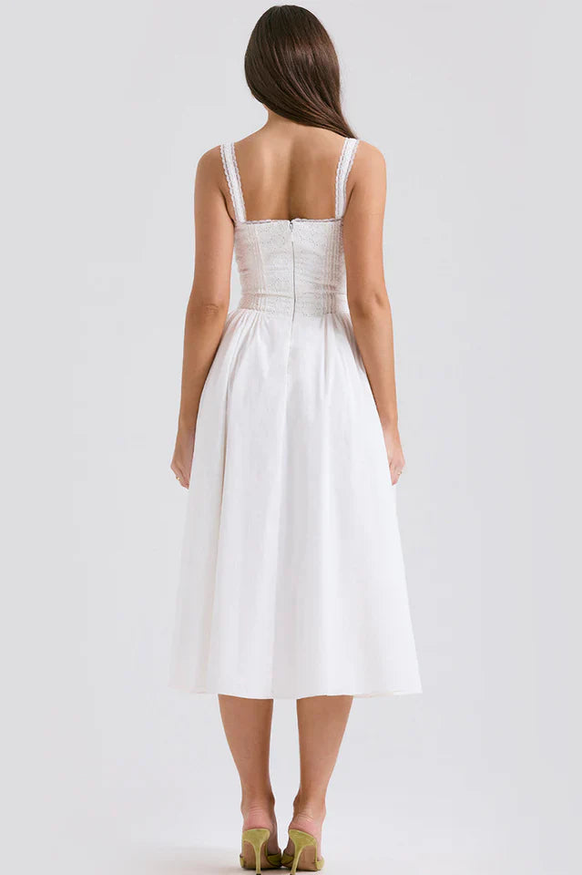 Milia White Brogue Cotton Dress