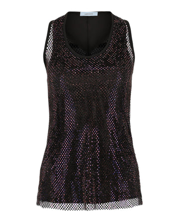 Ferragamo Crystal Embellished Mesh Tank Top