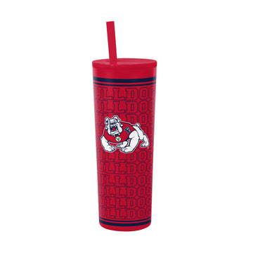 Fresno State 30oz Echo stainless steel straw tumbler with logo branding, black drinkware with a spill-resistant lid.