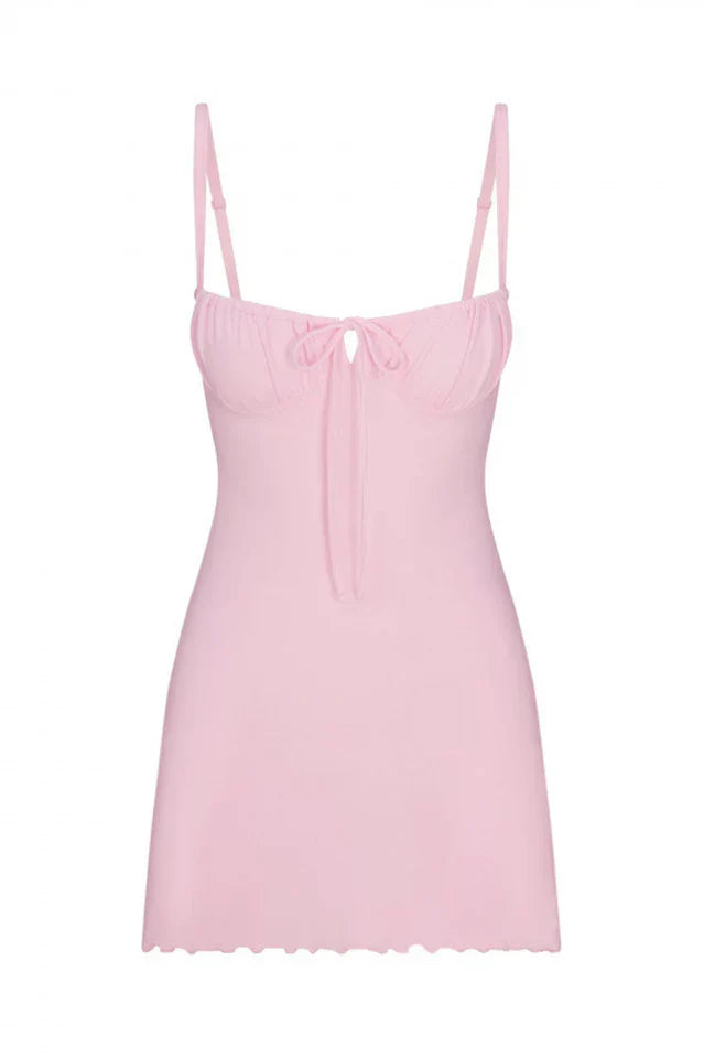 SKIMS Logo Pointelle Mini Dress