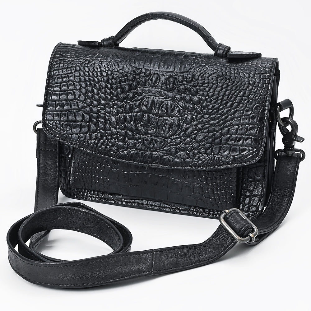American Darling Western Small Cross body Bag in Crocodile Embossed Full Grain Leather