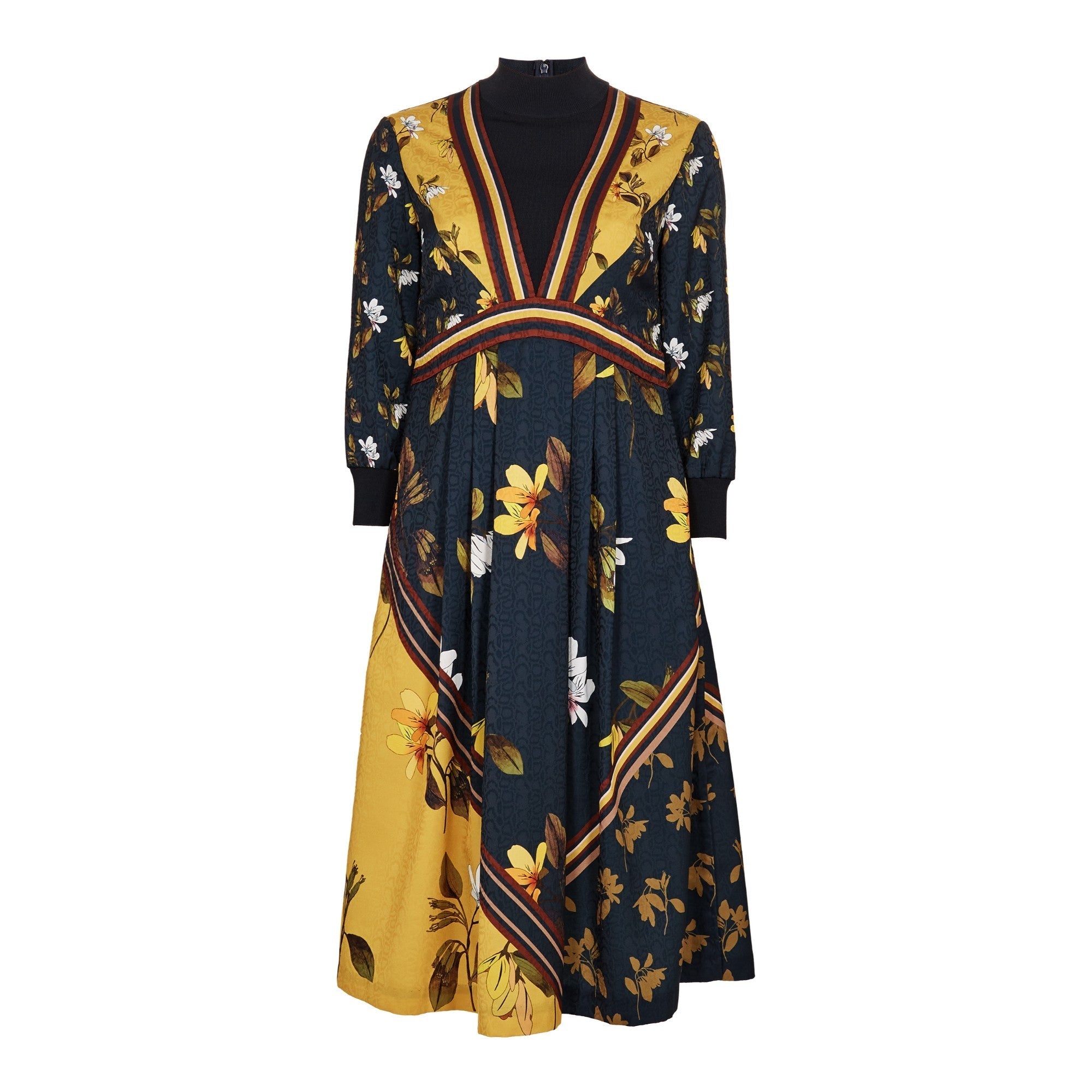 Women Juudyy-Savanna Mockable Neck Midi Dress - Dark-Blue