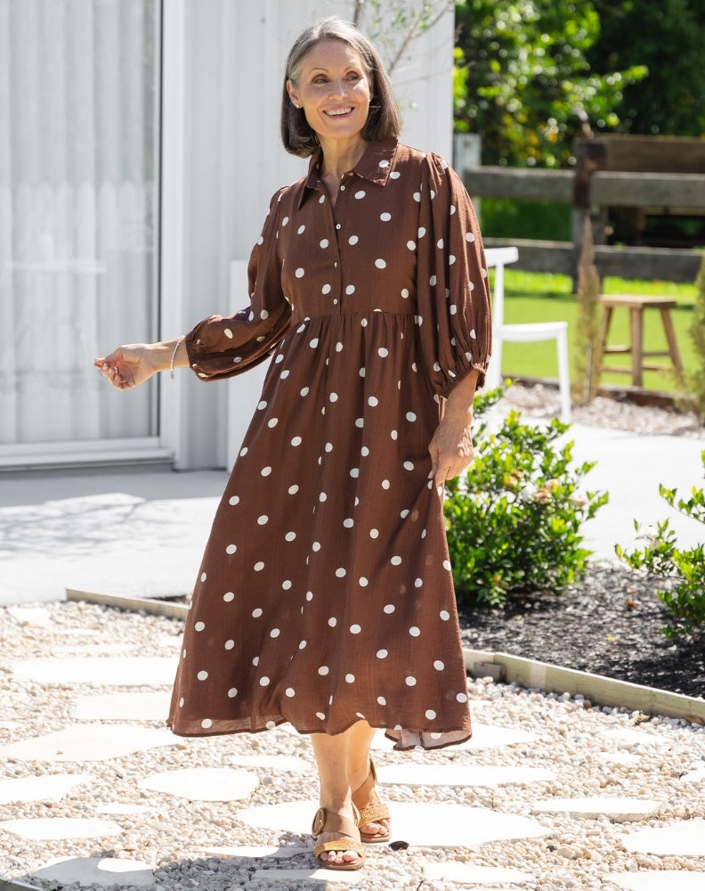 Elly Dress - Chocolate Spot