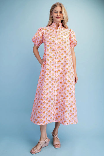 GiGiO Midi Dress in Pink/Orange