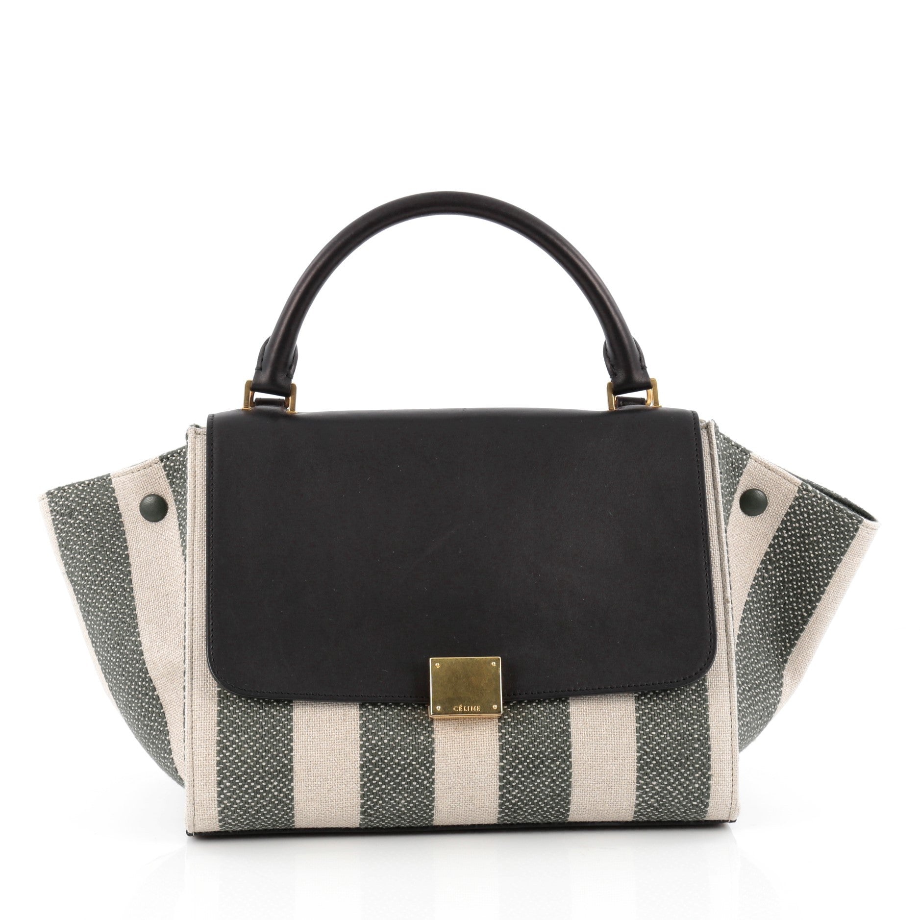 Celine Trapeze Handbag Canvas with Leather Small Neutral