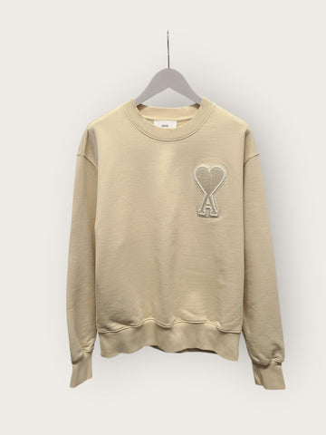 AMI Beige Embroidered Logo Big Heart Patch Sweatshirt 151060416