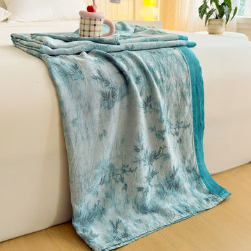 Künstlerische Sommerdecke aus Bambusfasern - Blau - 200cm x 230cm - image 0